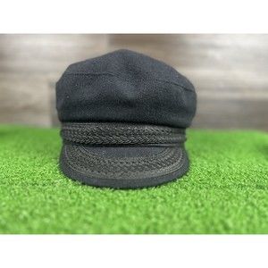 vintag New York Hat Co Wool‎ Newsboy Cap Black size L Made in USA WITH EMBROIDER